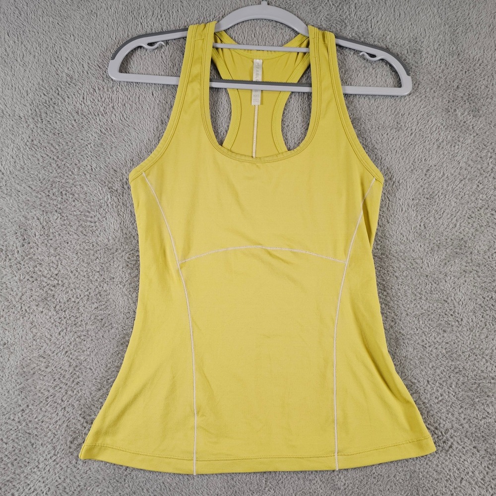 Fabletics Womens XXS Yellow Racerback Tank Top Contrast Stitch Activewear Tank